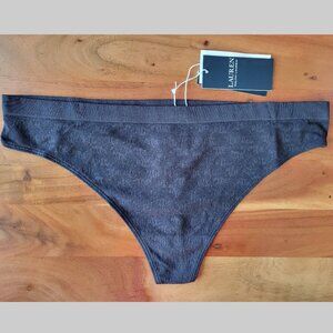 NWT Lauren Ralph Lauren Size XL Monogram Mesh Black Bikini Thong
